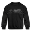 Saint Paul, Minnesota Youth Sweatshirt - Skyline Youth Saint Paul Crewneck Sweatshirt - black
