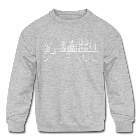 Saint Paul, Minnesota Youth Sweatshirt - Skyline Youth Saint Paul Crewneck Sweatshirt - heather gray