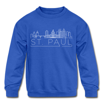Saint Paul, Minnesota Youth Sweatshirt - Skyline Youth Saint Paul Crewneck Sweatshirt - royal blue