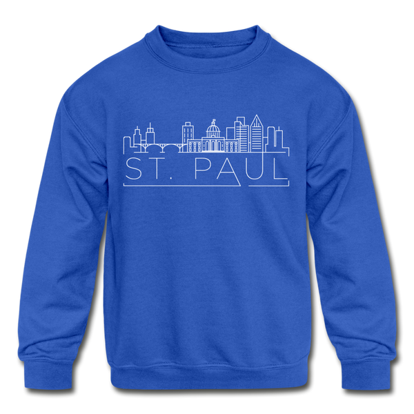 Saint Paul, Minnesota Youth Sweatshirt - Skyline Youth Saint Paul Crewneck Sweatshirt - royal blue