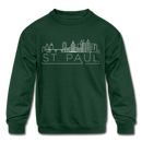 Saint Paul, Minnesota Youth Sweatshirt - Skyline Youth Saint Paul Crewneck Sweatshirt - forest green