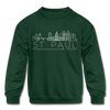 Saint Paul, Minnesota Youth Sweatshirt - Skyline Youth Saint Paul Crewneck Sweatshirt - forest green