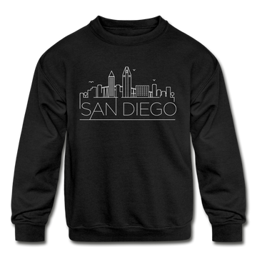 San Diego, California Youth Sweatshirt - Skyline Youth San Diego Crewneck Sweatshirt - black