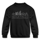 Sioux Falls, South Dakota Youth Sweatshirt - Skyline Youth Sioux Falls Crewneck Sweatshirt - black