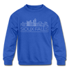 Sioux Falls, South Dakota Youth Sweatshirt - Skyline Youth Sioux Falls Crewneck Sweatshirt - royal blue