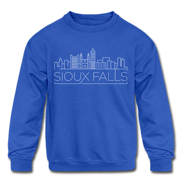 Sioux Falls, South Dakota Youth Sweatshirt - Skyline Youth Sioux Falls Crewneck Sweatshirt - royal blue