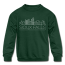 Sioux Falls, South Dakota Youth Sweatshirt - Skyline Youth Sioux Falls Crewneck Sweatshirt - forest green