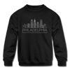 Philadelphia, Pennsylvania Youth Sweatshirt - Skyline Youth Philadelphia Crewneck Sweatshirt - black