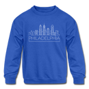 Philadelphia, Pennsylvania Youth Sweatshirt - Skyline Youth Philadelphia Crewneck Sweatshirt - royal blue