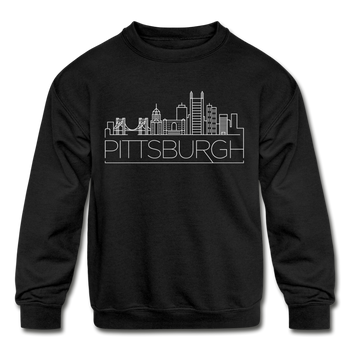 Pittsburgh, Pennsylvania Youth Sweatshirt - Skyline Youth Pittsburgh Crewneck Sweatshirt - black