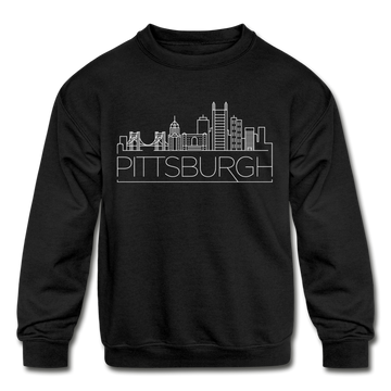 Pittsburgh, Pennsylvania Youth Sweatshirt - Skyline Youth Pittsburgh Crewneck Sweatshirt - black