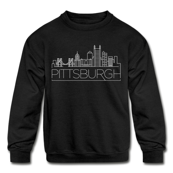 Pittsburgh, Pennsylvania Youth Sweatshirt - Skyline Youth Pittsburgh Crewneck Sweatshirt - black