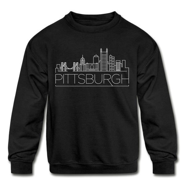 Pittsburgh, Pennsylvania Youth Sweatshirt - Skyline Youth Pittsburgh Crewneck Sweatshirt - black