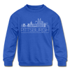Pittsburgh, Pennsylvania Youth Sweatshirt - Skyline Youth Pittsburgh Crewneck Sweatshirt - royal blue