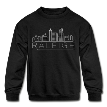Raleigh, North Carolina Youth Sweatshirt - Skyline Youth Raleigh Crewneck Sweatshirt - black