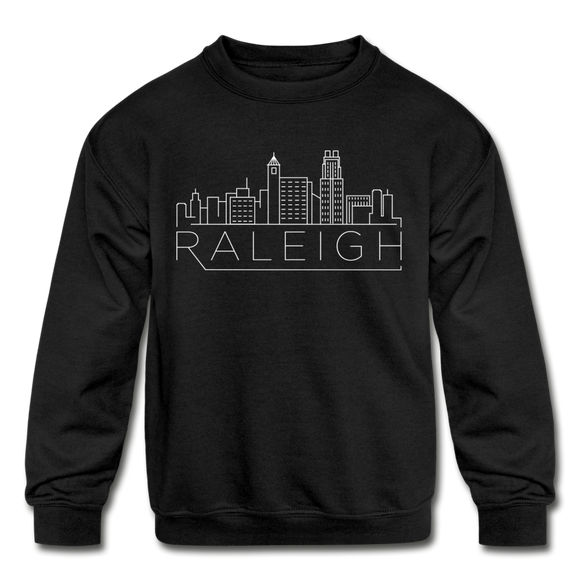 Raleigh, North Carolina Youth Sweatshirt - Skyline Youth Raleigh Crewneck Sweatshirt - black