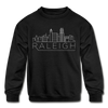Raleigh, North Carolina Youth Sweatshirt - Skyline Youth Raleigh Crewneck Sweatshirt - black