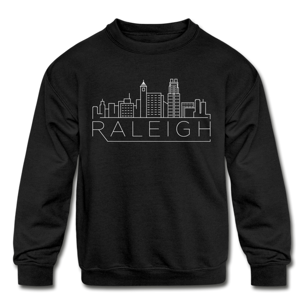 Raleigh, North Carolina Youth Sweatshirt - Skyline Youth Raleigh Crewneck Sweatshirt - black