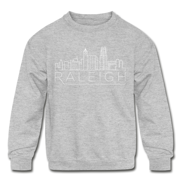 Raleigh, North Carolina Youth Sweatshirt - Skyline Youth Raleigh Crewneck Sweatshirt - heather gray