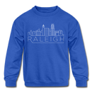 Raleigh, North Carolina Youth Sweatshirt - Skyline Youth Raleigh Crewneck Sweatshirt - royal blue