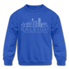 Raleigh, North Carolina Youth Sweatshirt - Skyline Youth Raleigh Crewneck Sweatshirt - royal blue