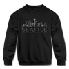 Seattle, Washington Youth Sweatshirt - Skyline Youth Seattle Crewneck Sweatshirt - black