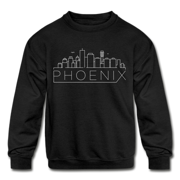 Phoenix, Arizona Youth Sweatshirt - Skyline Youth Phoenix Crewneck Sweatshirt - black