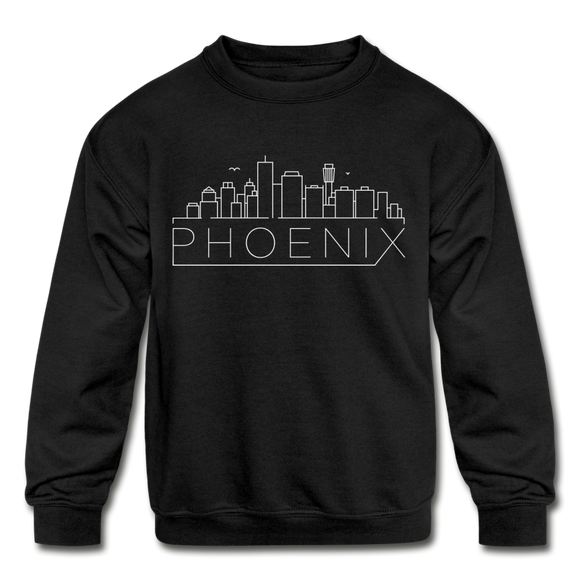 Phoenix, Arizona Youth Sweatshirt - Skyline Youth Phoenix Crewneck Sweatshirt - black