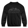 Phoenix, Arizona Youth Sweatshirt - Skyline Youth Phoenix Crewneck Sweatshirt - black