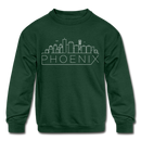 Phoenix, Arizona Youth Sweatshirt - Skyline Youth Phoenix Crewneck Sweatshirt - forest green