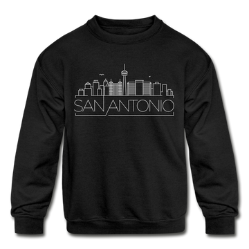 San Antonio, Texas Youth Sweatshirt - Skyline Youth San Antonio Crewneck Sweatshirt - black