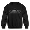 San Antonio, Texas Youth Sweatshirt - Skyline Youth San Antonio Crewneck Sweatshirt - black