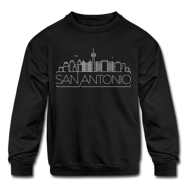 San Antonio, Texas Youth Sweatshirt - Skyline Youth San Antonio Crewneck Sweatshirt - black