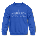 San Antonio, Texas Youth Sweatshirt - Skyline Youth San Antonio Crewneck Sweatshirt - royal blue