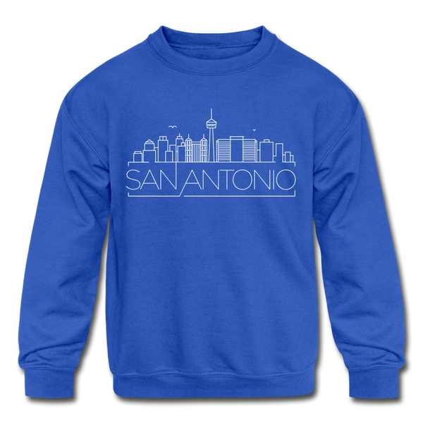 San Antonio, Texas Youth Sweatshirt - Skyline Youth San Antonio Crewneck Sweatshirt - royal blue