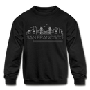 San Francisco, California Youth Sweatshirt - Skyline Youth San Francisco Crewneck Sweatshirt - black