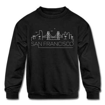 San Francisco, California Youth Sweatshirt - Skyline Youth San Francisco Crewneck Sweatshirt - black