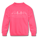 San Francisco, California Youth Sweatshirt - Skyline Youth San Francisco Crewneck Sweatshirt - neon pink