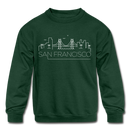 San Francisco, California Youth Sweatshirt - Skyline Youth San Francisco Crewneck Sweatshirt - forest green