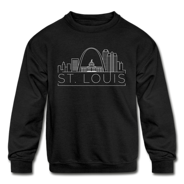 St. Louis, Missouri Youth Sweatshirt - Skyline Youth St. Louis Crewneck Sweatshirt - black