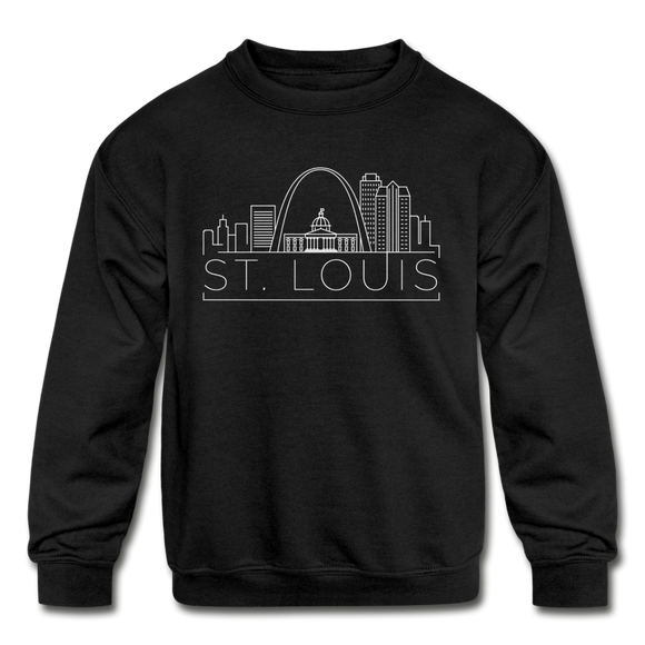 St. Louis, Missouri Youth Sweatshirt - Skyline Youth St. Louis Crewneck Sweatshirt - black
