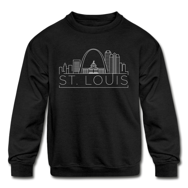 St. Louis, Missouri Youth Sweatshirt - Skyline Youth St. Louis Crewneck Sweatshirt - black