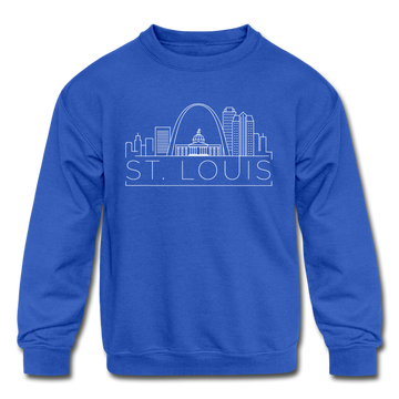 St. Louis, Missouri Youth Sweatshirt - Skyline Youth St. Louis Crewneck Sweatshirt - royal blue