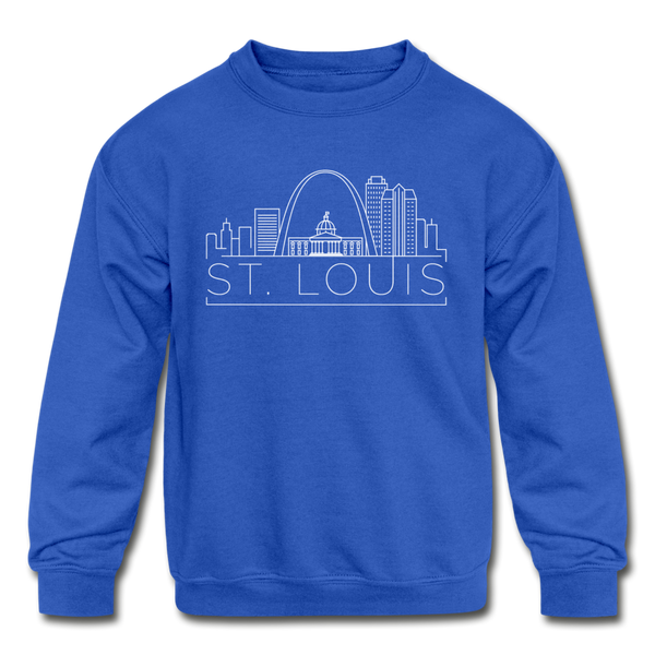 St. Louis, Missouri Youth Sweatshirt - Skyline Youth St. Louis Crewneck Sweatshirt - royal blue