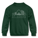 St. Louis, Missouri Youth Sweatshirt - Skyline Youth St. Louis Crewneck Sweatshirt - forest green