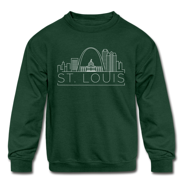 St. Louis, Missouri Youth Sweatshirt - Skyline Youth St. Louis Crewneck Sweatshirt - forest green