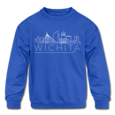Wichita, Kansas DC Youth Sweatshirt - Skyline Youth Wichita Crewneck Sweatshirt - royal blue