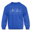 Wichita, Kansas DC Youth Sweatshirt - Skyline Youth Wichita Crewneck Sweatshirt - royal blue