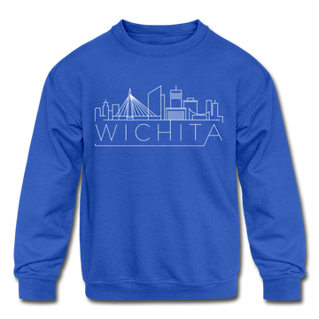 Wichita, Kansas DC Youth Sweatshirt - Skyline Youth Wichita Crewneck Sweatshirt - royal blue