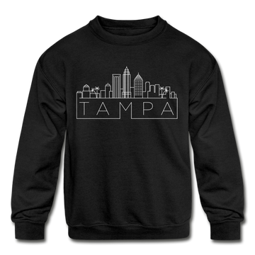 Tampa, Florida Youth Sweatshirt - Skyline Youth Tampa Crewneck Sweatshirt - black